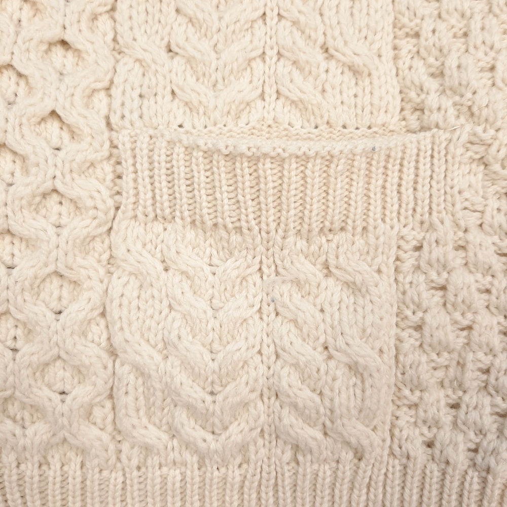 Vintage Celtic & Co Men's Irish Cream Cable Aran Merino Wool Cardigan Size Large - Picture 5 of 12